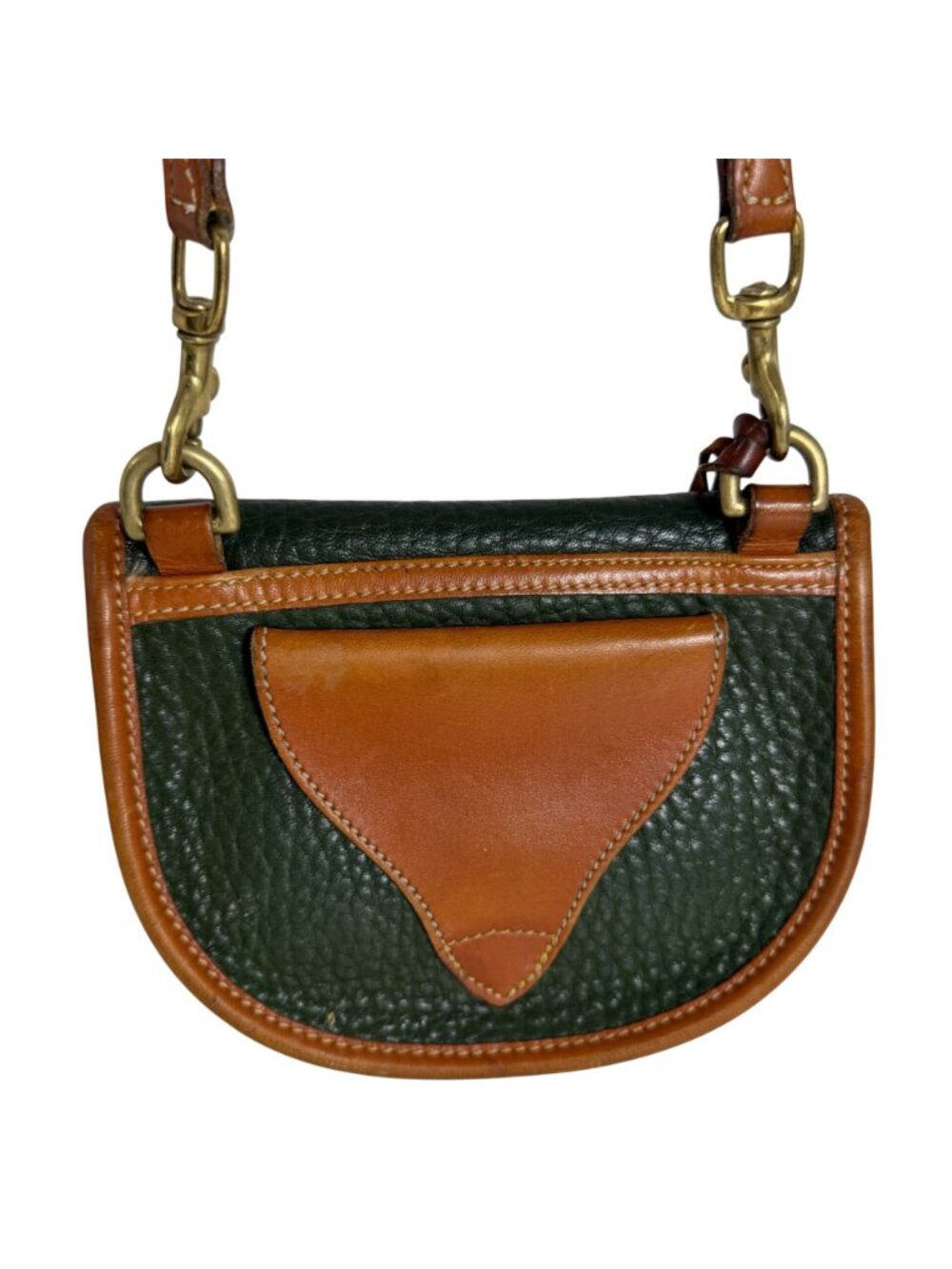VTG Dooney Bourke Green MINI AWL Saddle Calvary Crossbody Bag Fanny Pack + Charm - Picture 3 of 11